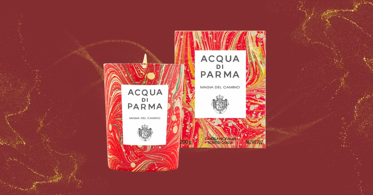 Acqua di Parma Magia del Camino Candle - Colourful Seasonal Holiday Candle with Festive Embossments 