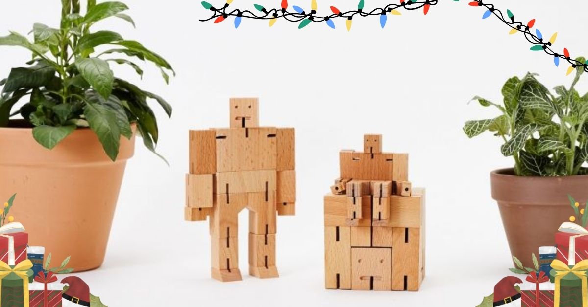 Cubebot Wooden Toy Robot Puzzle by Areaware
