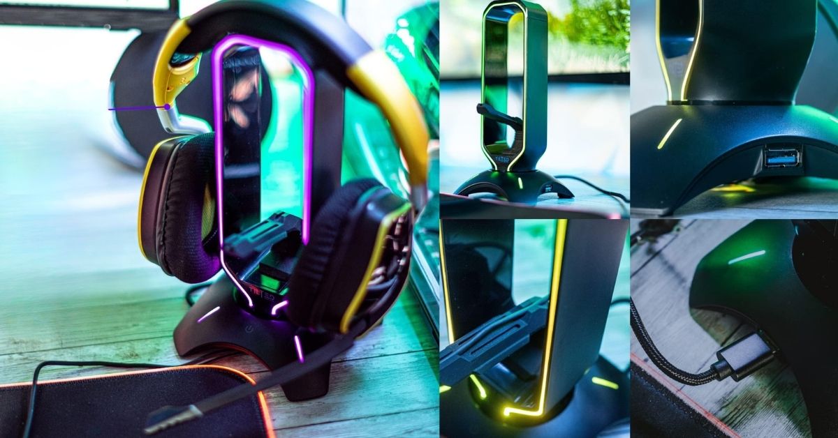 Gifts for Teens into Gaming and Tech - RGB Headphone Stand Dock (Tilted Nation)