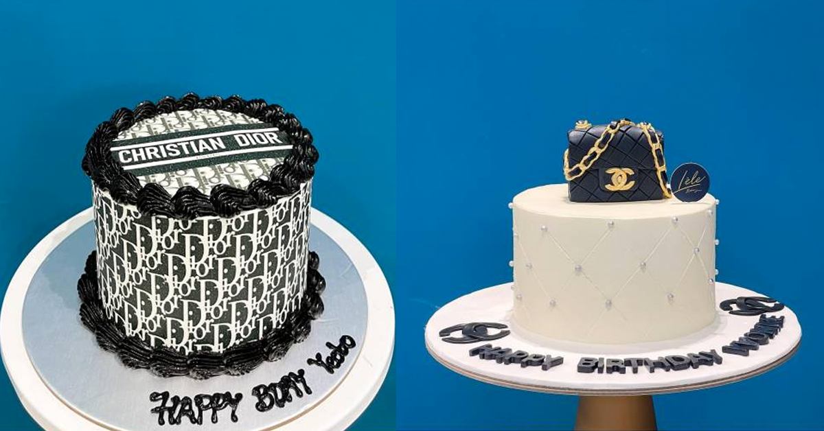 Louie Vuitton Themed Birthday Cake With Mini Handbags