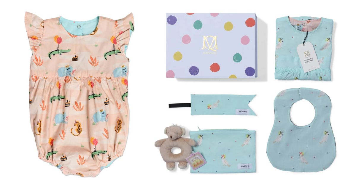 Maison Q - party animals baby girl gift set