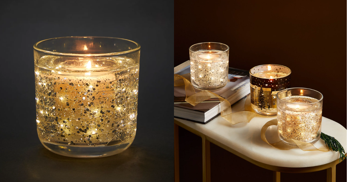 Marks & Spencer Neroli, Lime & Bergamot Gold Light Up Candle - Affordable Sequined Holiday Candle