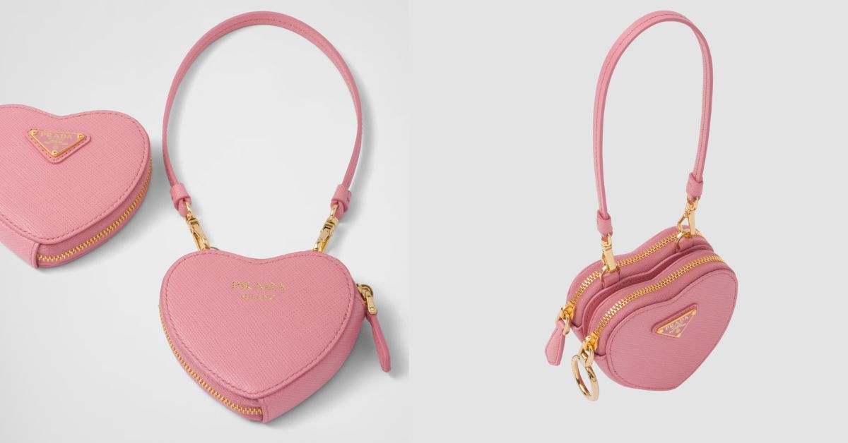 Prada Saffiano Leather Mini Pouch - Adorable Heart-Shaped Luxury Bag 