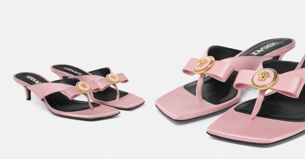 Versace Gianni Ribbon Low Satin Mules - Elegant Heels for Romantic Occasions