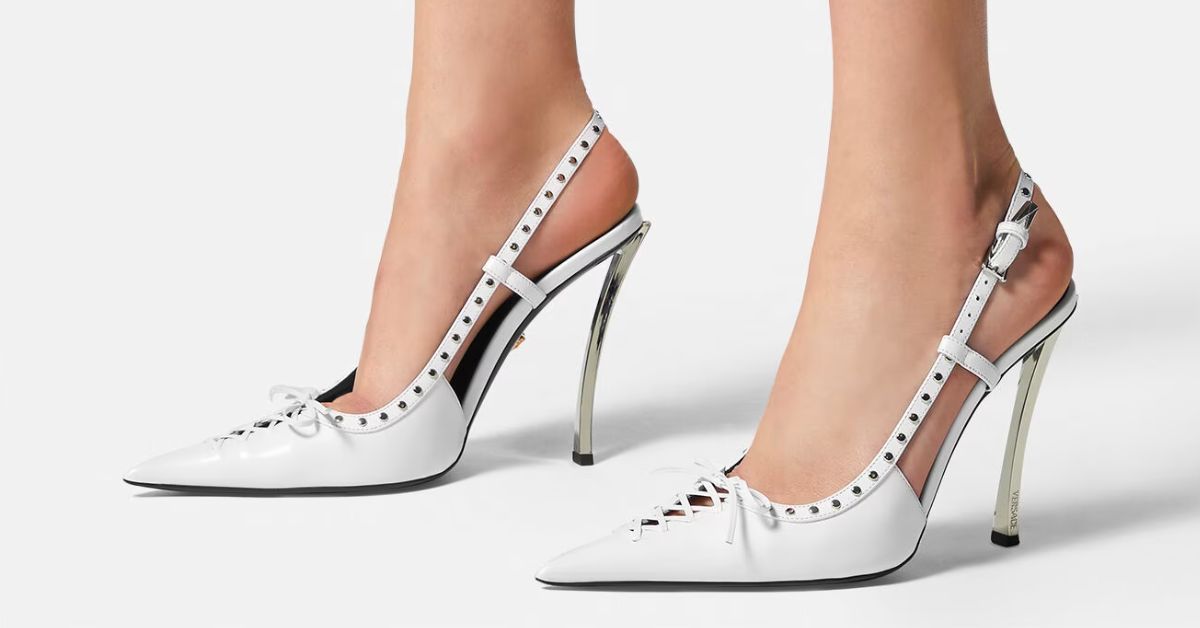 Versace Laced Pin-Point Slingback Pumps - sexy valentines gift